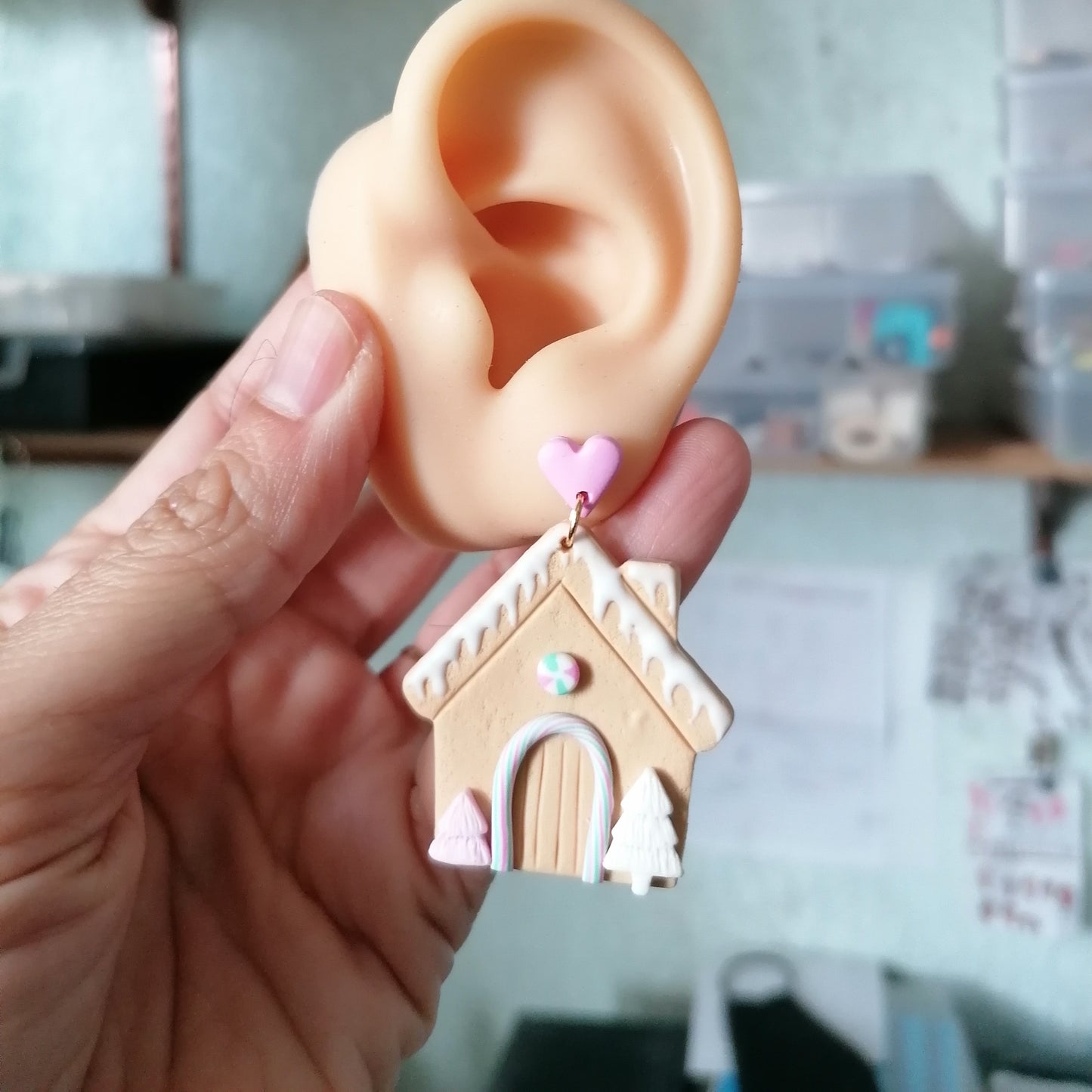 Aretes casita de jengibre XL