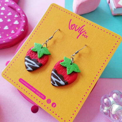 Aretes fresa con chocolate