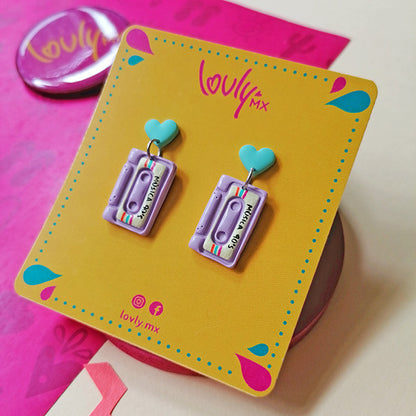 Aretes cassette lila