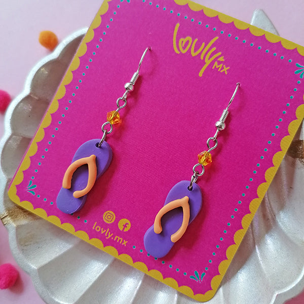 Aretes chanclas moradas