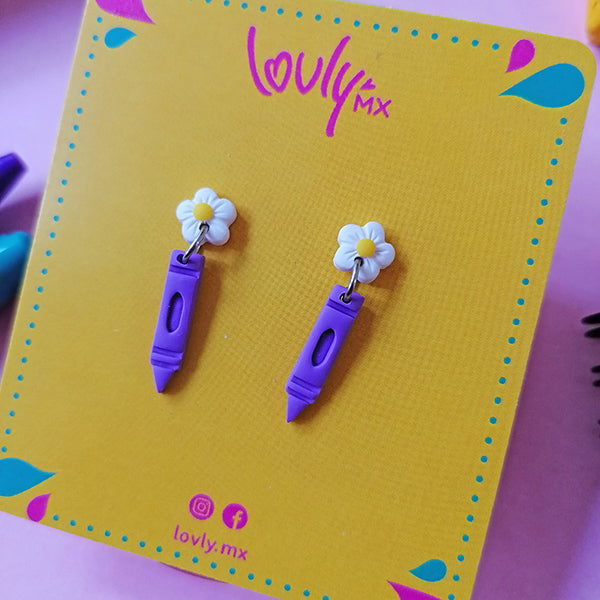 Aretes crayola morada