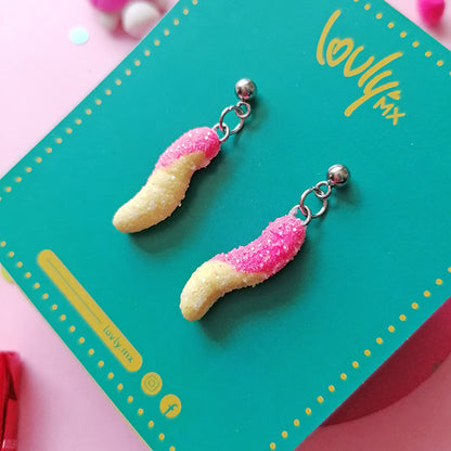 Aretes gomitas de gusano limonada