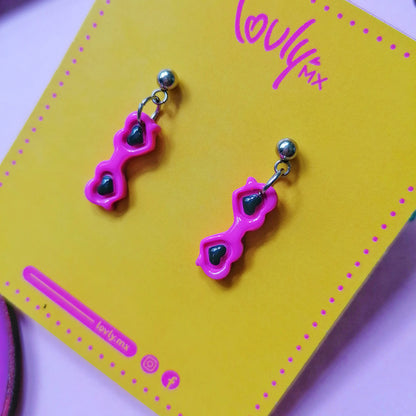 Aretes lentes rosas