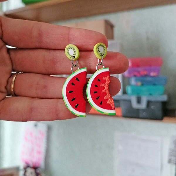 Aretes sandías con kiwi