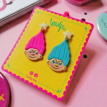 Aretes Trolls de colores